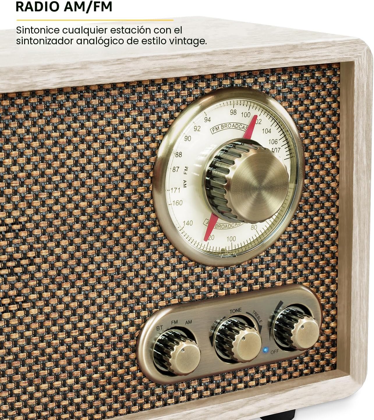 RADIO VICTROLA WILLOW RETRO BLUETOOTH AM/FM MADERA NATURAL - 4