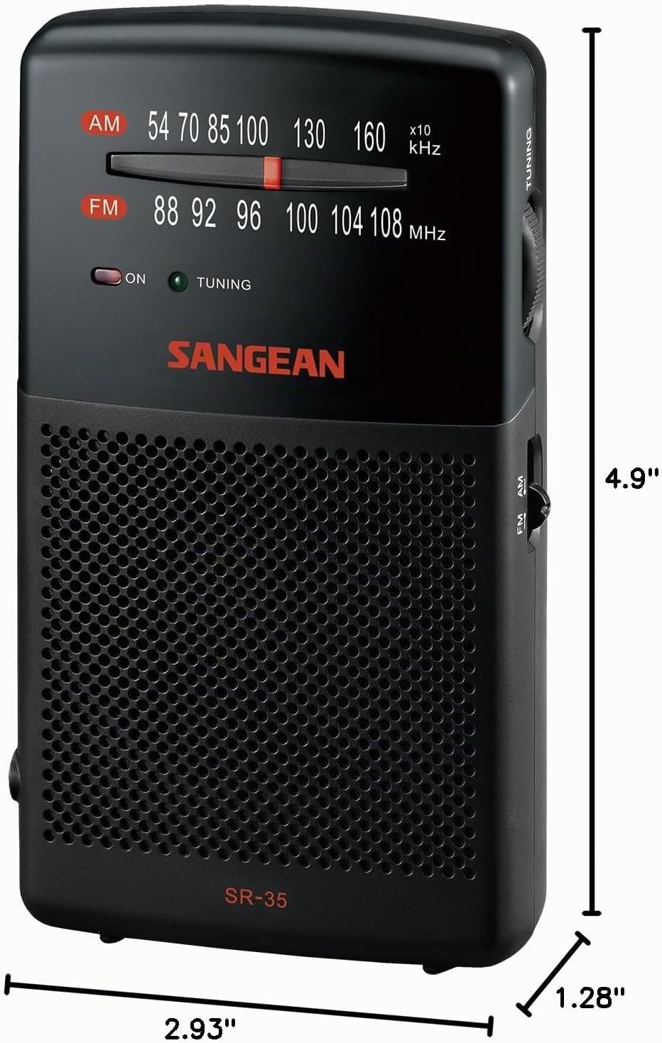 RADIO SANGEAN SR-35 AM/FM ANALÓGICA DE BOLSILLO NEGRO - 3