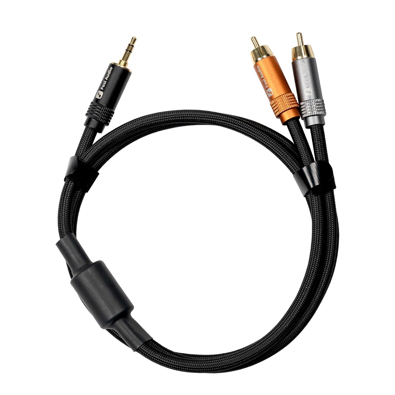 CABLE FOSI AUDIO 3.5MM A RCA 1.2M DUAL CORE CON CONECTORES DORADOS - 1