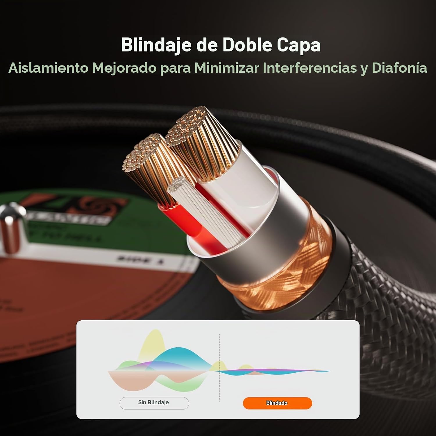 CABLE FOSI AUDIO 3.5MM A RCA 1.2M DUAL CORE CON CONECTORES DORADOS - 4