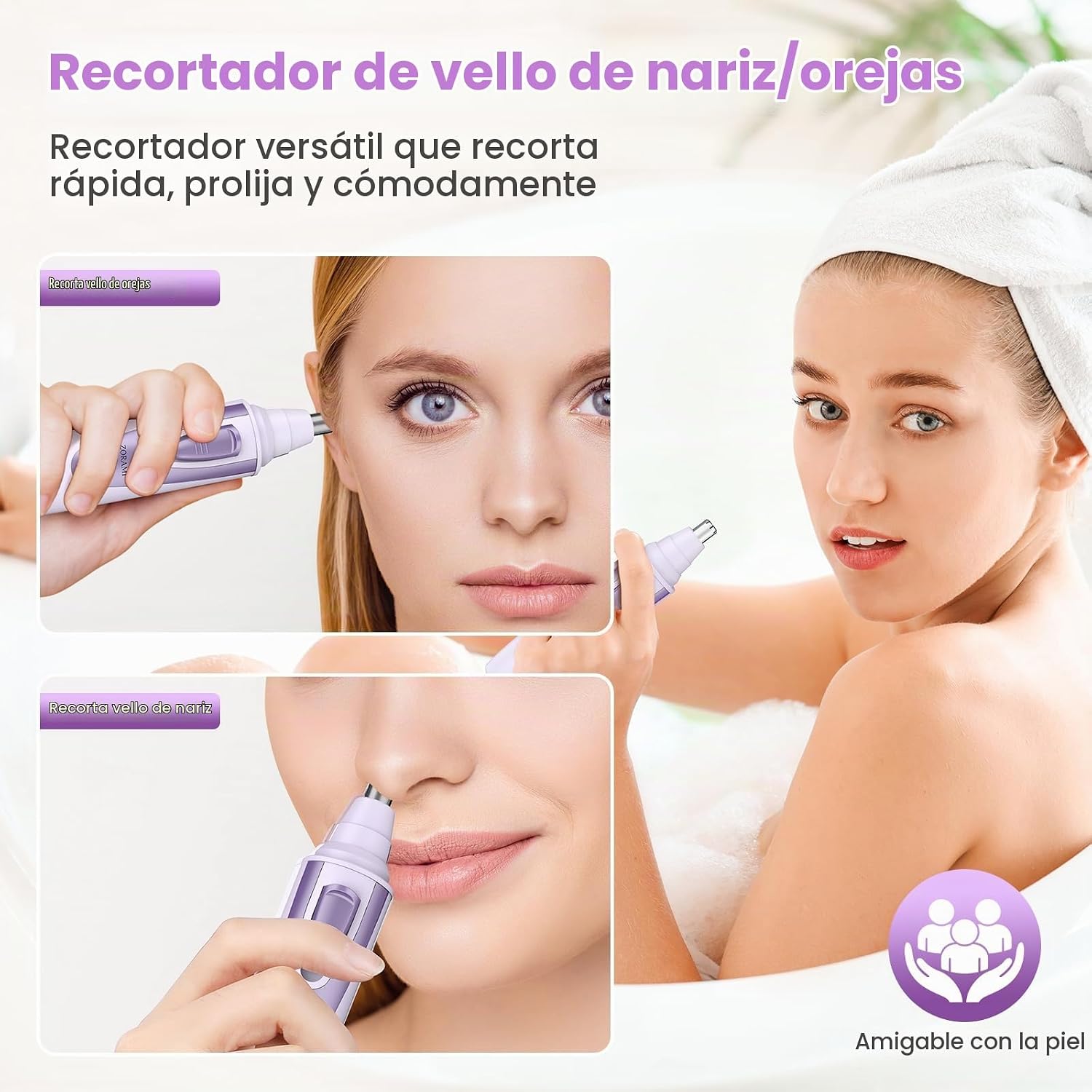 CORTADOR DE VELLO NASAL Y AURICULAR ZORAMI 2026 PROFESIONAL CON CUCHILLAS DUALES LAVABLE - 2
