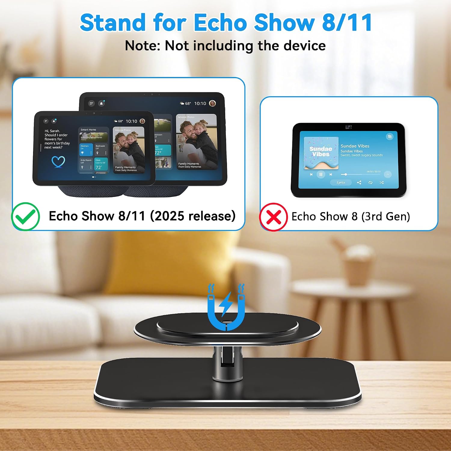 SOPORTE AJUSTABLE ALMOZ PARA ECHO SHOW 8/11 2025 CON INCLINACIÓN Y GIRO - 2