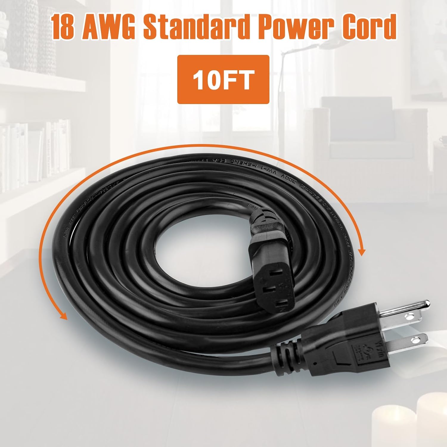 CABLE DE PODER 3 PATAS 10 PIES PACK 5 UNIDADES ULAPITHI C13 NEMA 5-15P - 2
