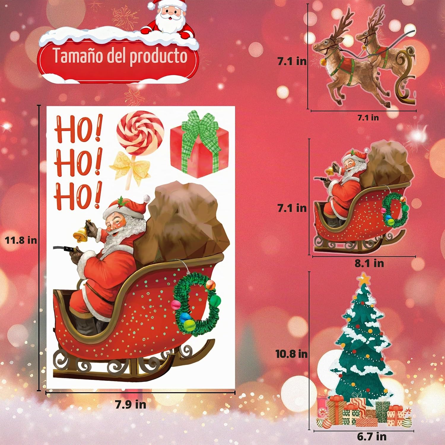 ADORNOS NAVIDEÑOS MDDRUIQI STICKERS COPOS DE NIEVE PARA VENTANAS 20X30 CM - 3