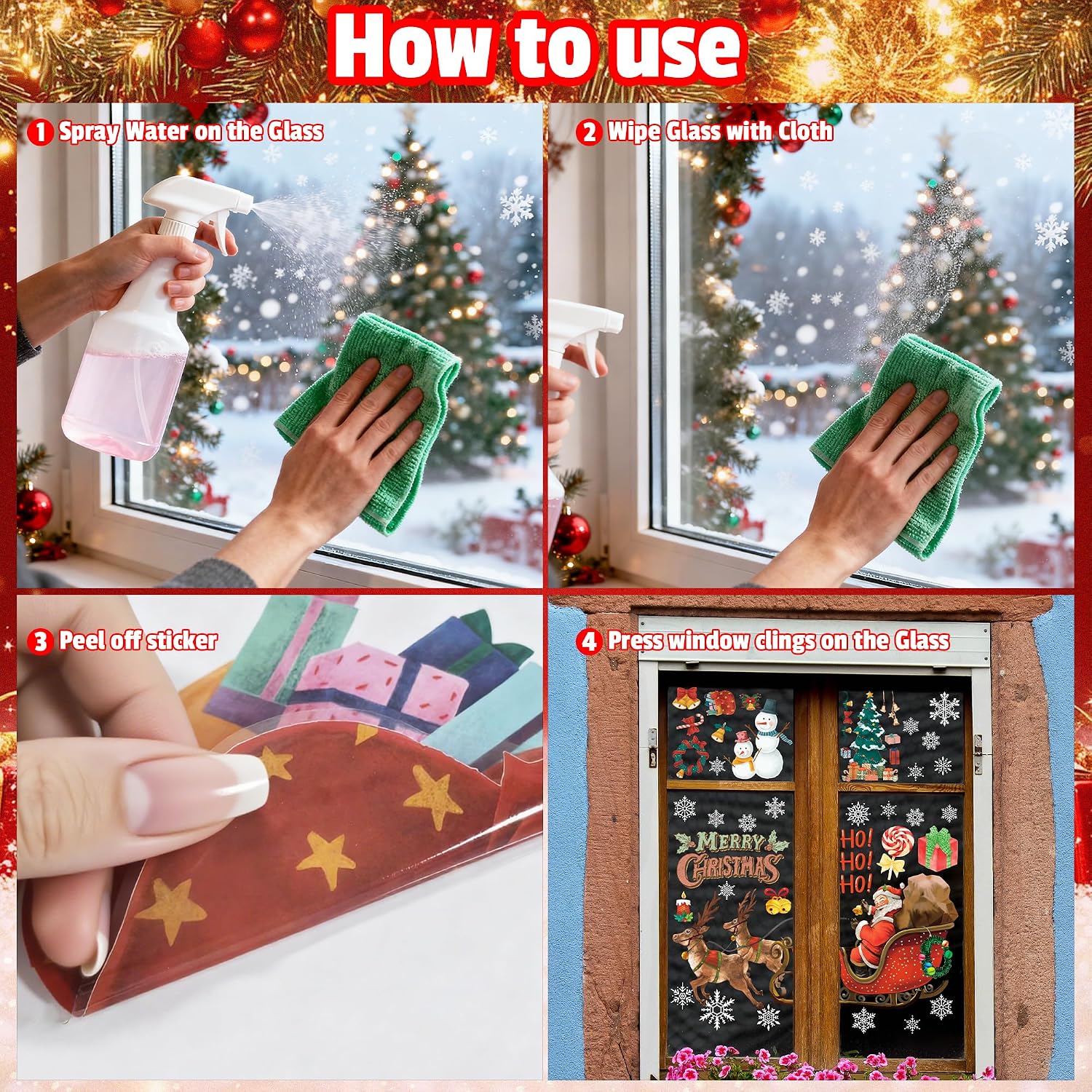 ADORNOS NAVIDEÑOS MDDRUIQI STICKERS COPOS DE NIEVE PARA VENTANAS 20X30 CM - 4