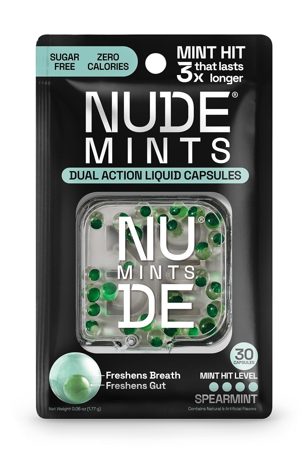 ENJUAGUE BUCAL NUDE MINTS DUAL ACTION LIQUID CAPSULES SPEARMINT 150 CÁPSULAS - 1