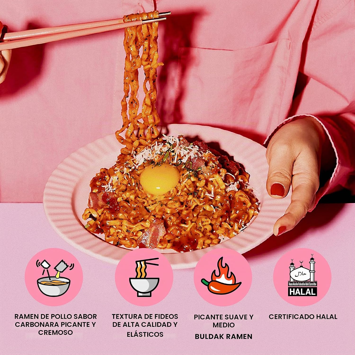 FIDEOS INSTANTÁNEOS SAMYANG BULDAK CARBONARA PICANTE PACK 5 - 3