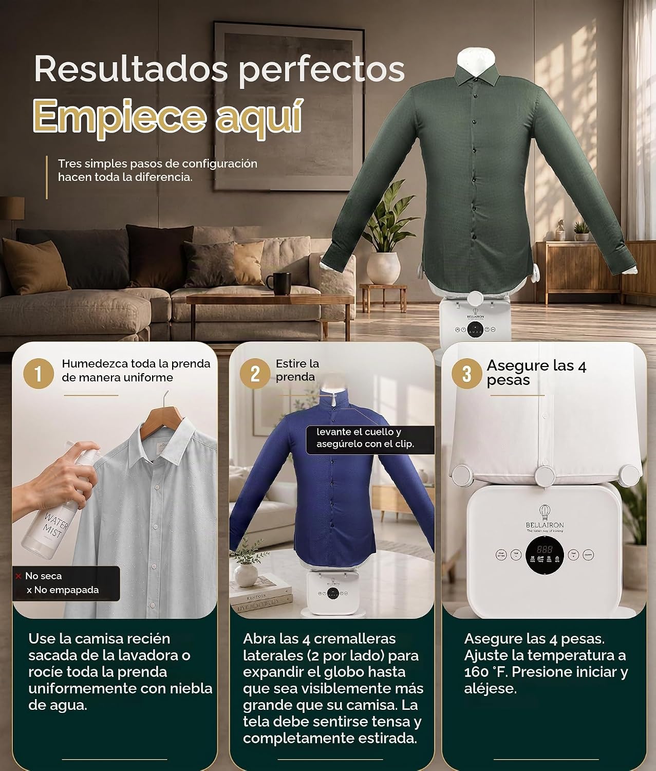MÁQUINA AUTOMÁTICA PARA PLANCHAR ROPA BELLAIRON MX-ID-5 BLANCA - 2