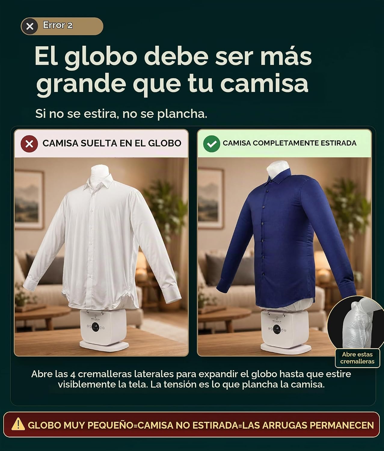 MÁQUINA AUTOMÁTICA PARA PLANCHAR ROPA BELLAIRON MX-ID-5 BLANCA - 4