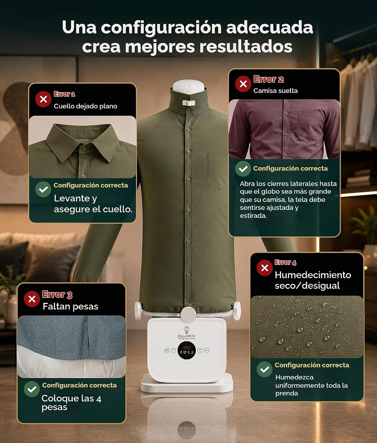 MÁQUINA AUTOMÁTICA PARA PLANCHAR ROPA BELLAIRON MX-ID-5 BLANCA - 5