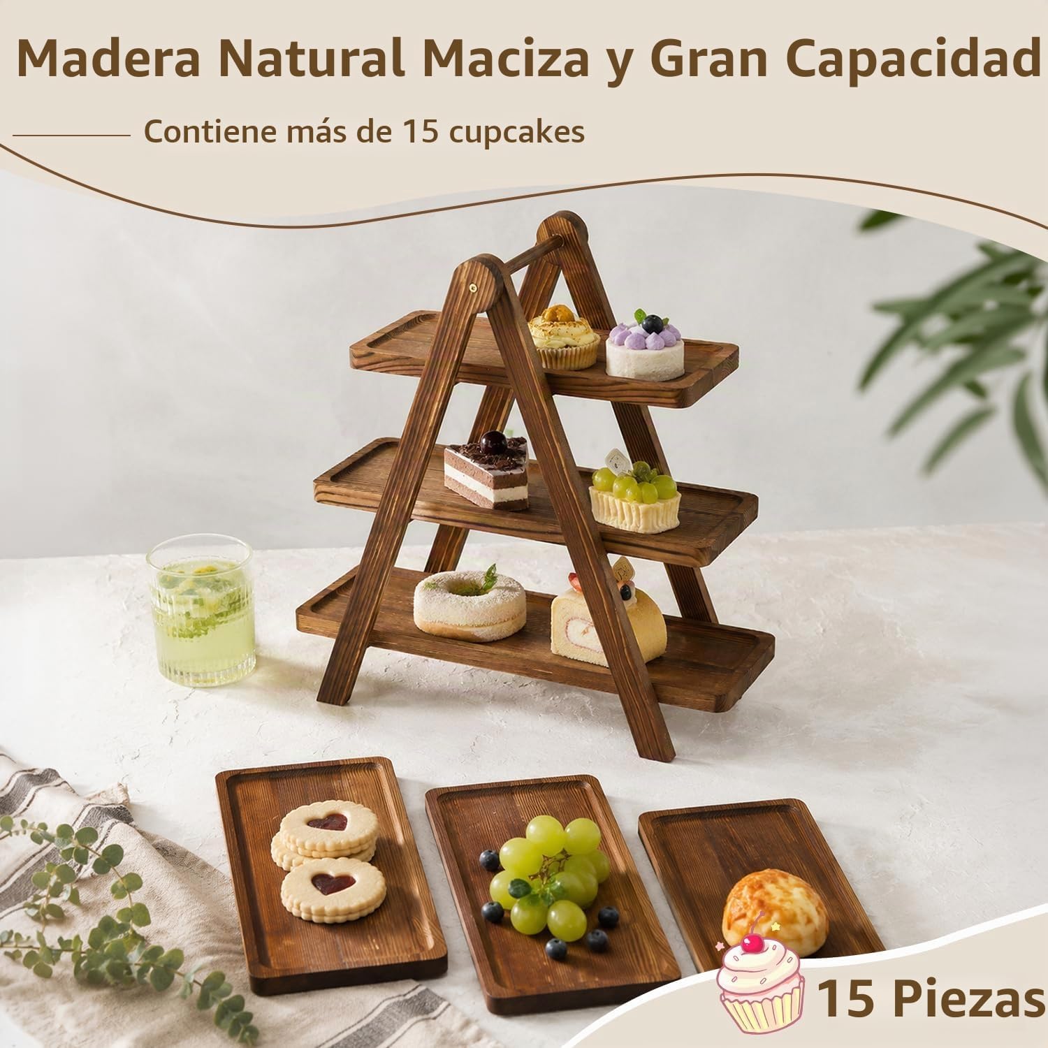 BANDEJA PARA SERVIR PLEGABLE DE MADERA 3 NIVELES ADPEXMA - 3