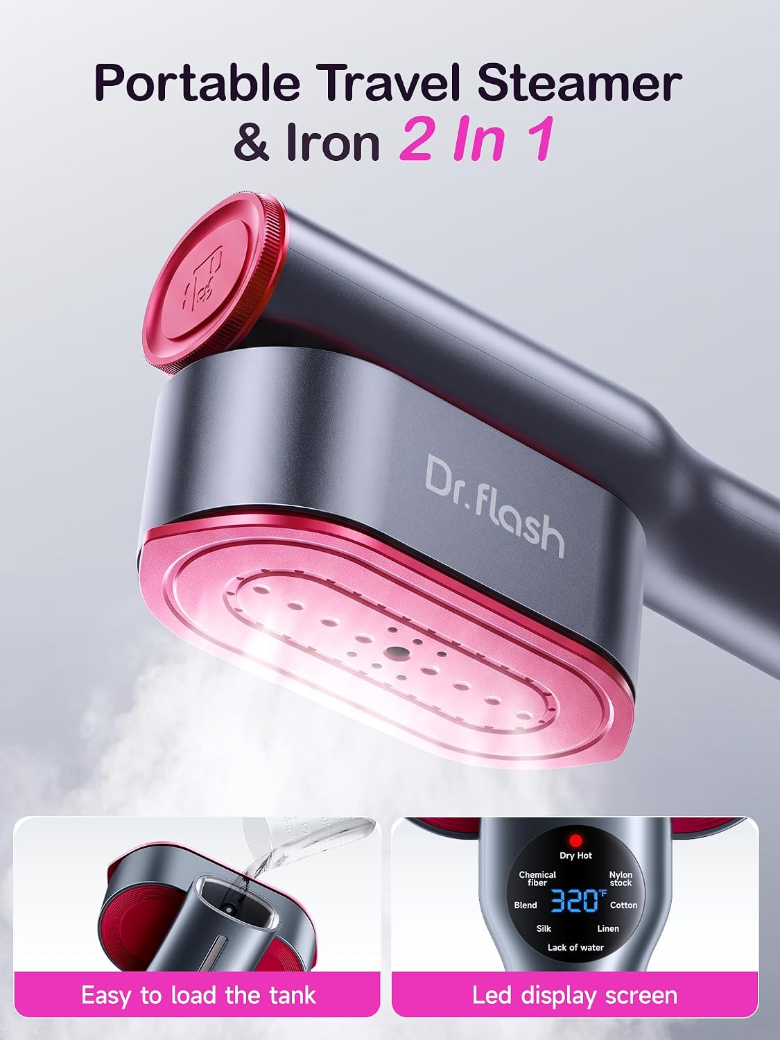PLANCHA Y VAPORIZADOR DE ROPA PORTÁTIL DRFLASH 2 EN 1 TAMAÑO VIAJE - 3