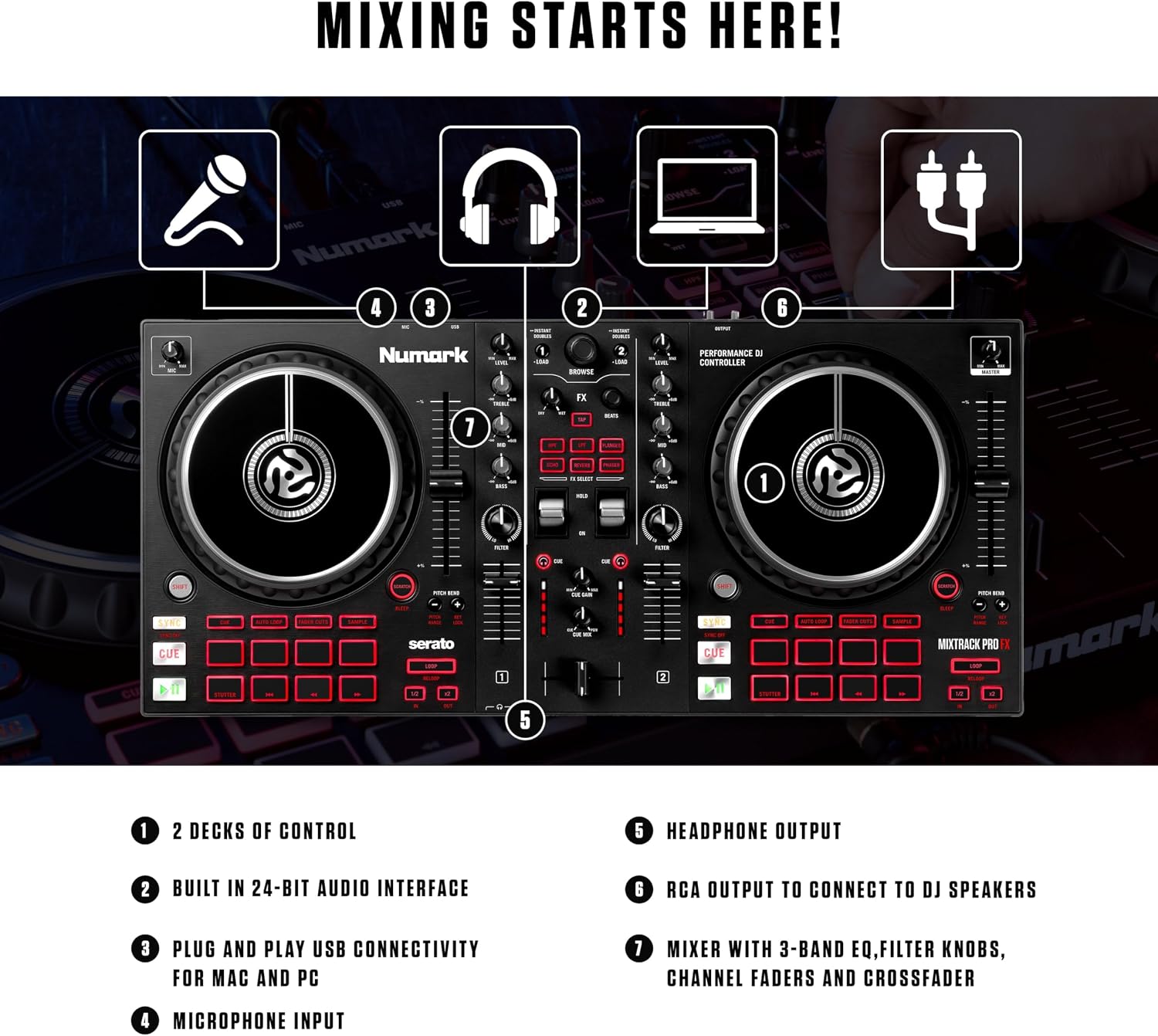 CONTROLADOR DJ NUMARK MIXTRACK PRO FX - 2