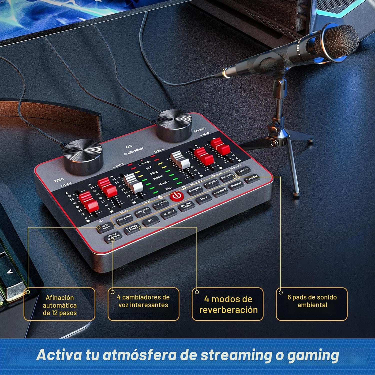 EQUIPO PARA PODCAST NECULOGY KIT PARA 2 MICRÓFONOS CON MEZCLADORA DJ Y MICRÓFONOS DE CONDENSADOR - 2