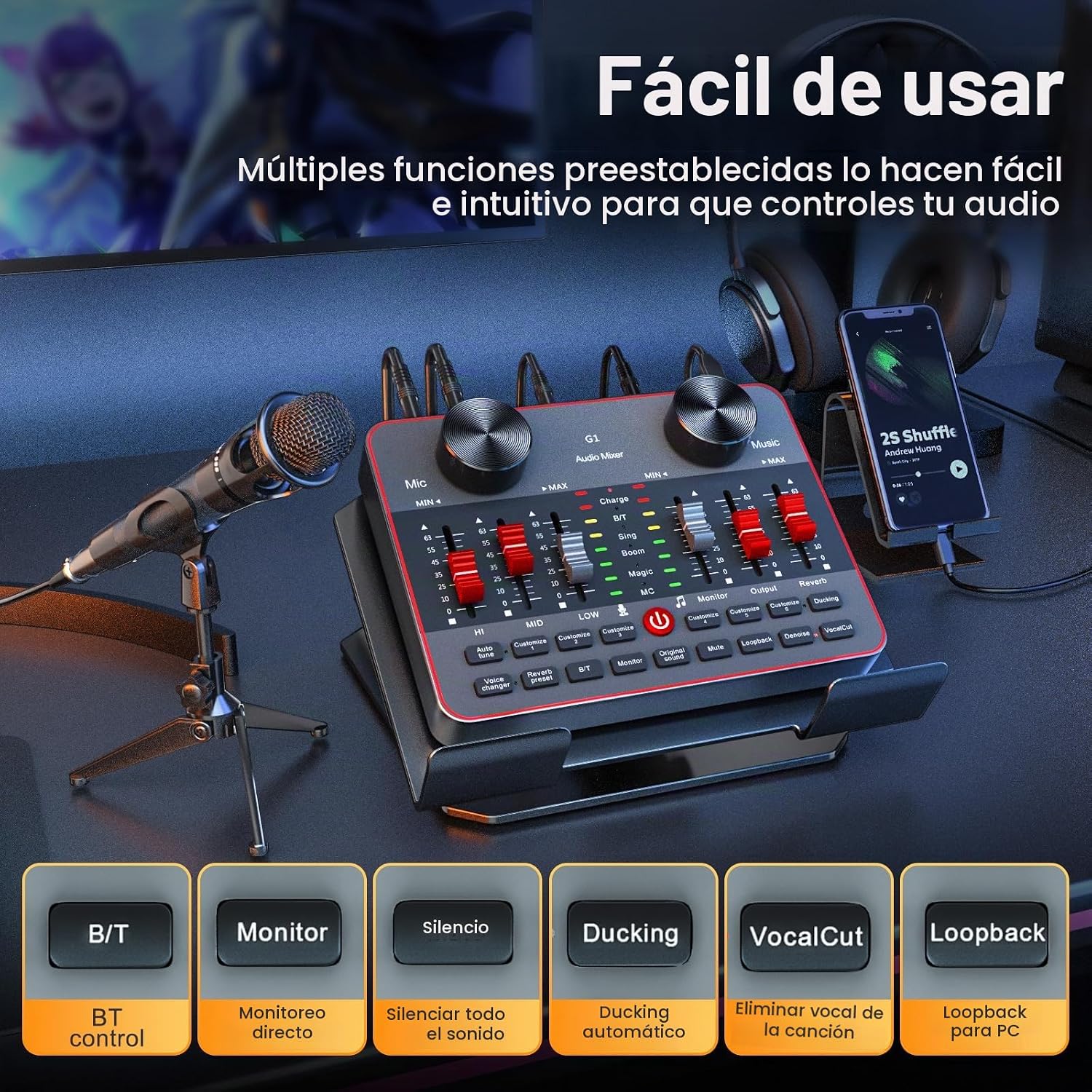 EQUIPO PARA PODCAST NECULOGY KIT PARA 2 MICRÓFONOS CON MEZCLADORA DJ Y MICRÓFONOS DE CONDENSADOR - 4