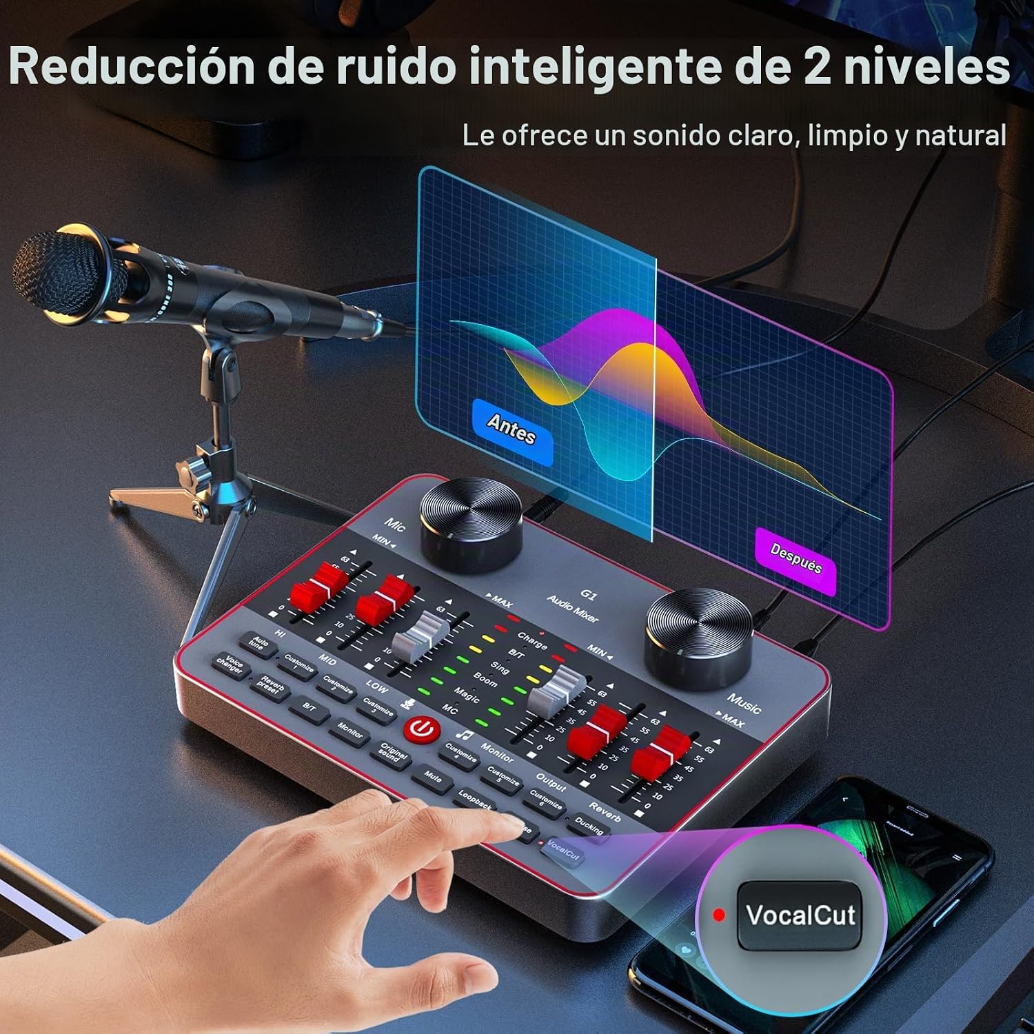 EQUIPO PARA PODCAST NECULOGY KIT PARA 2 MICRÓFONOS CON MEZCLADORA DJ Y MICRÓFONOS DE CONDENSADOR - 5