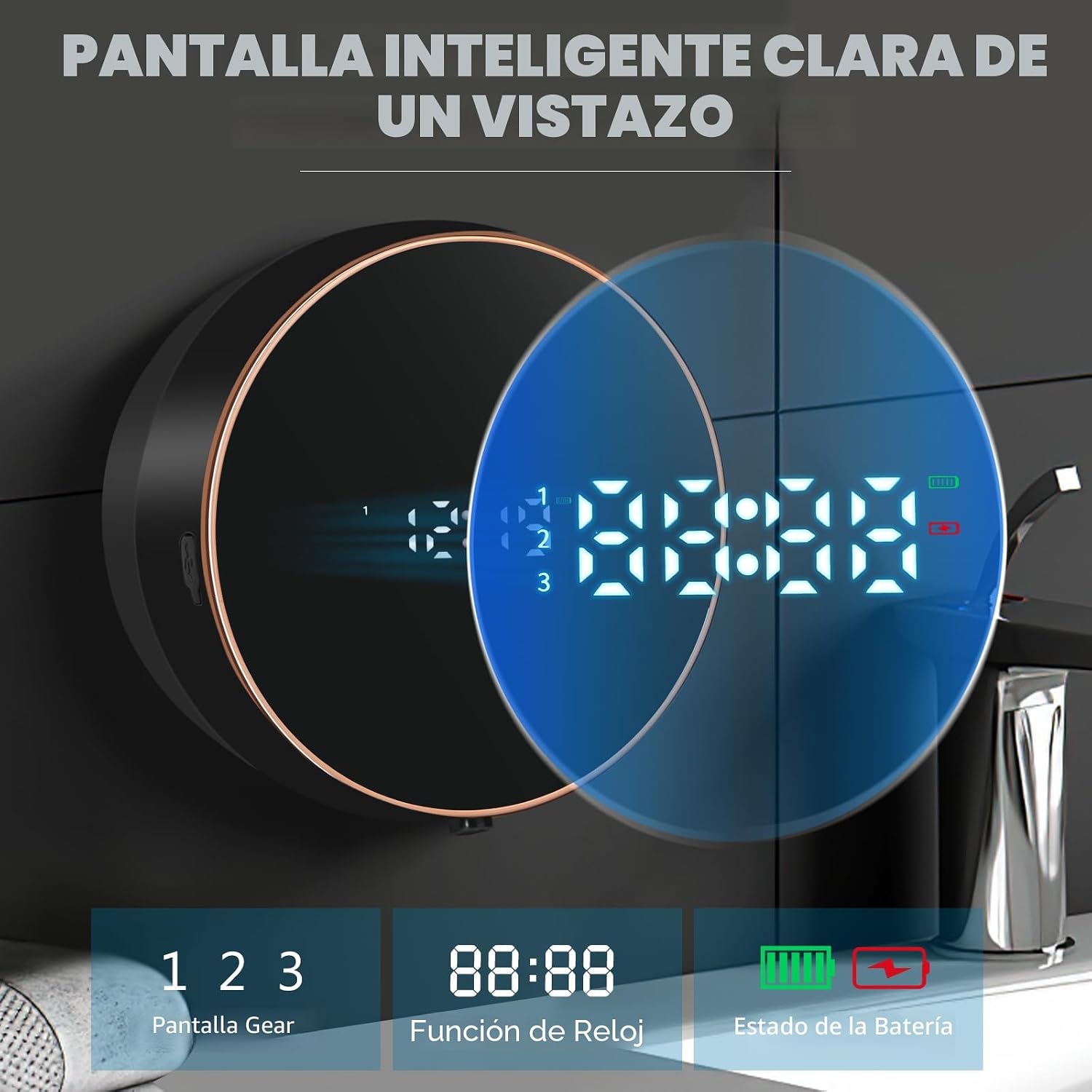 DISPENSADOR DE JABÓN AUTOMÁTICO MONSTAKE RECARGABLE PARA PARED - 3