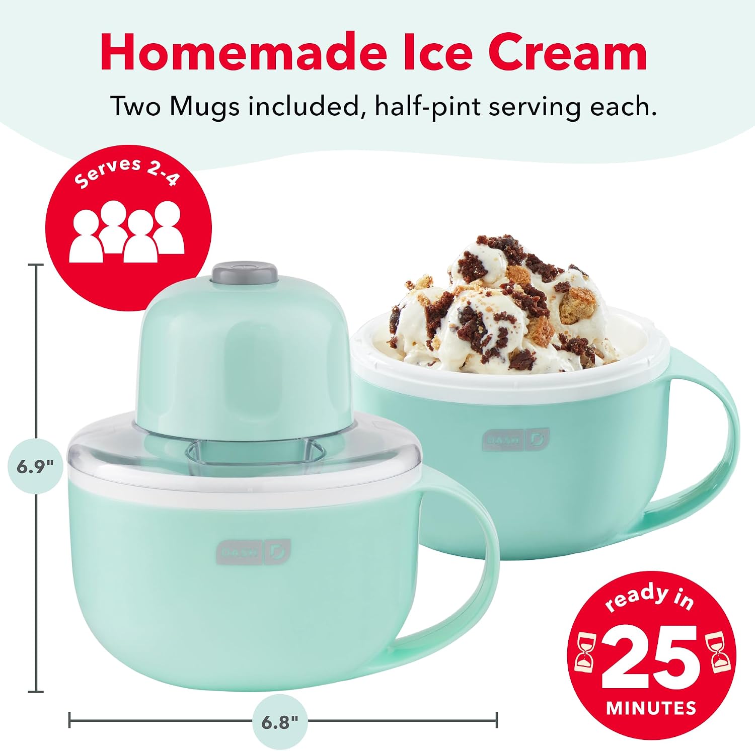MÁQUINA PARA HELADOS DASH MY MUG 2 UNIDADES AQUA - 2