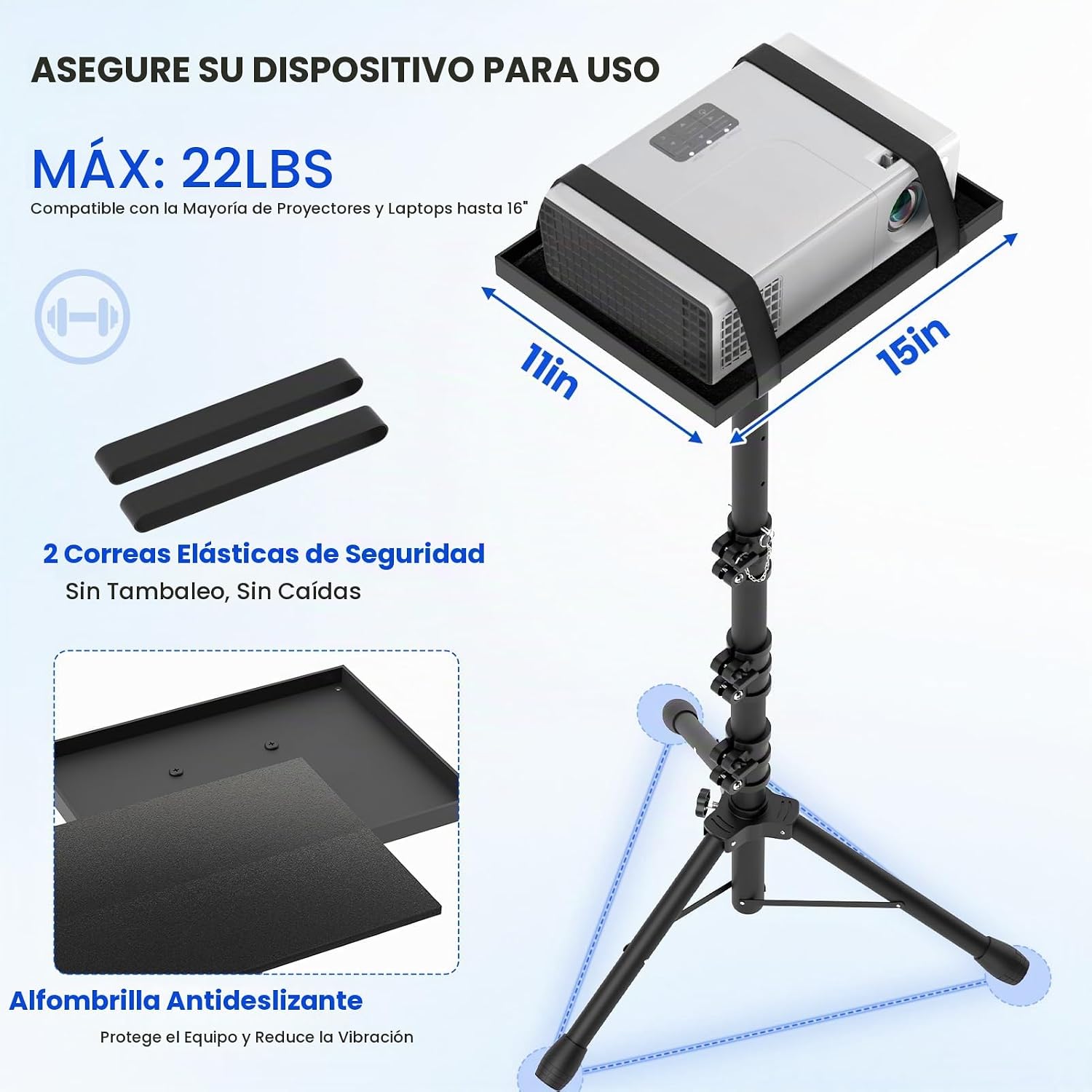 SOPORTE TRÍPODE PARA PROYECTOR Y LAPTOP DECOSIS AJUSTABLE 23.5-63.5 PULGADAS - 3