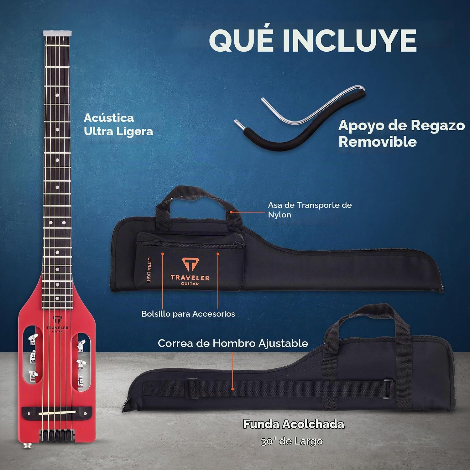GUITARRA ACÚSTICA ELECTROACÚSTICA TRAVELER GUITAR ULTRA-LIGHT VINTAGE ROJO - 5