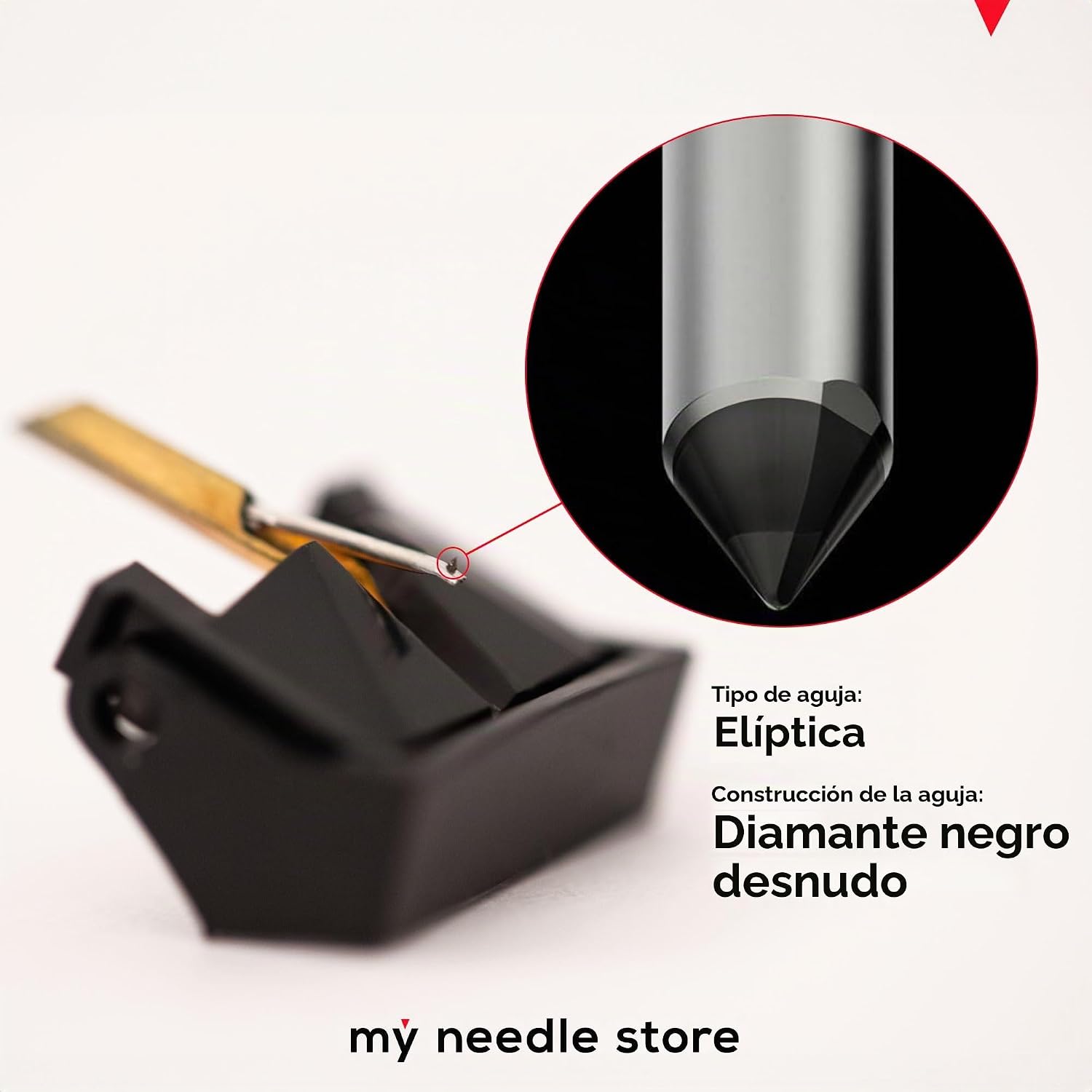 AGUJA DE REPUESTO PARA TOCADISCOS SHURE VN-35E / VN-385 PUNTA ELÍPTICA DIAMANTE NEGRO - 3