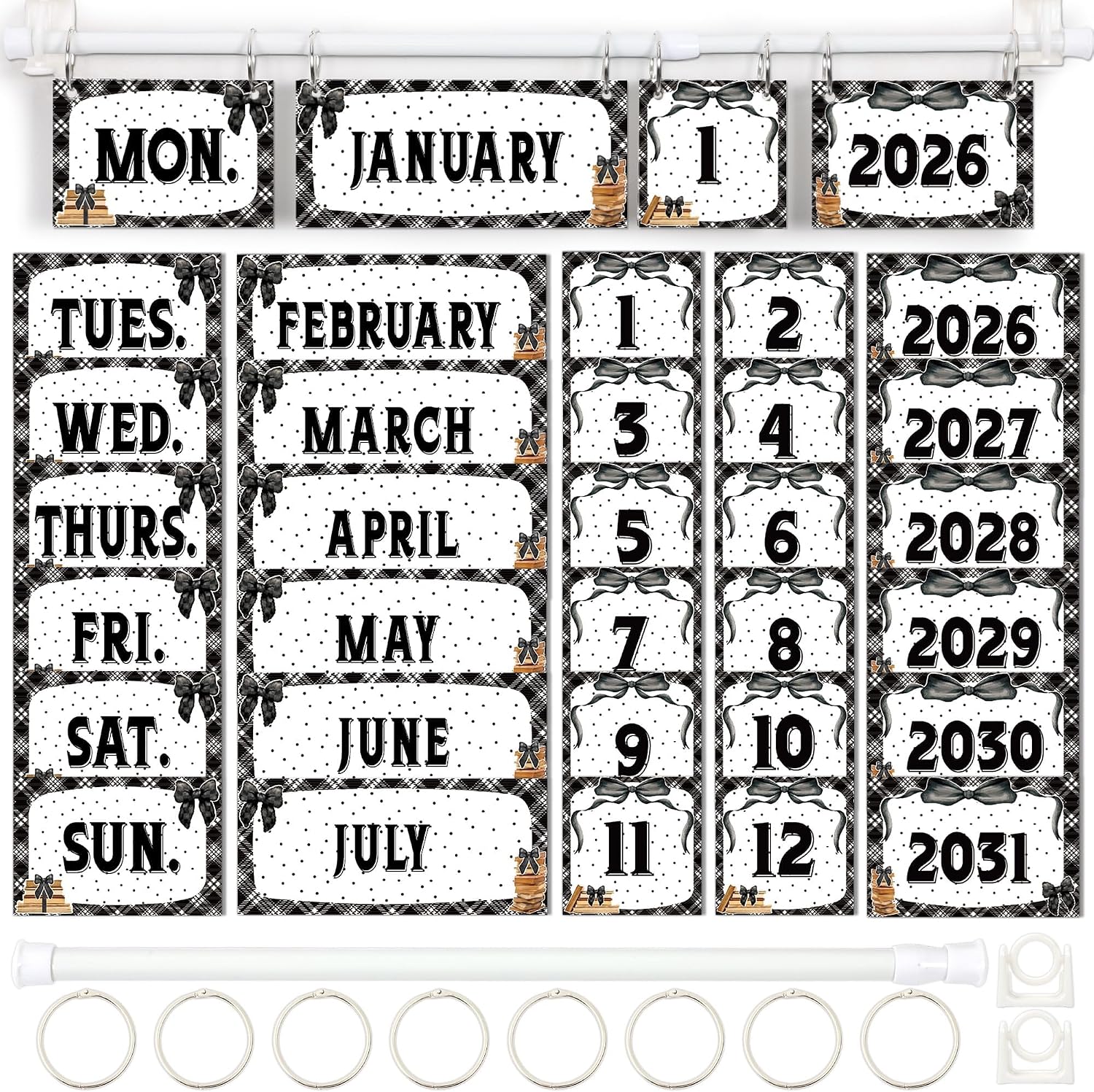 CALENDARIO DE PARED AFNIIMYAPT BOOKS AND BOWS 2026-2034 - 1