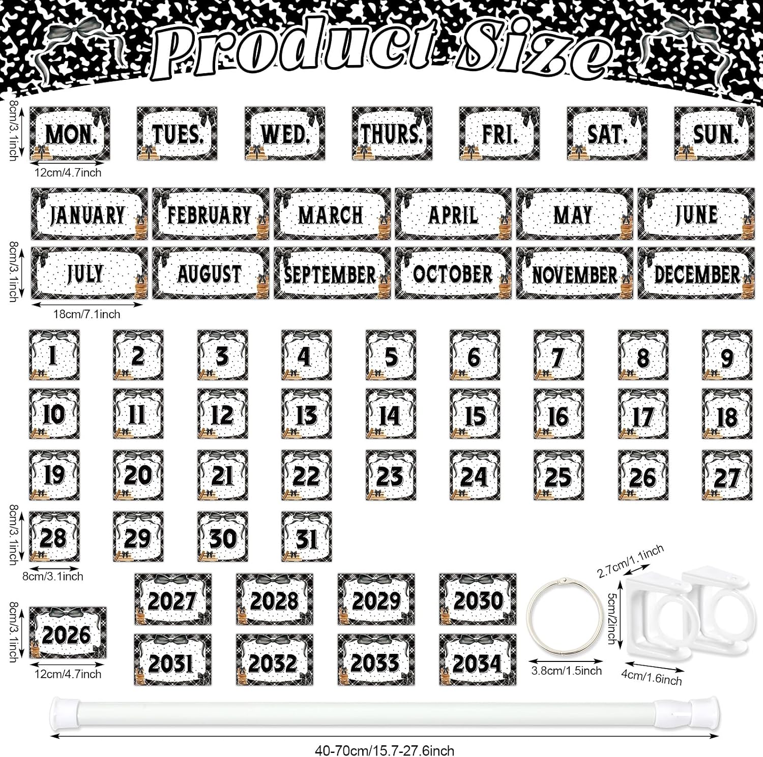 CALENDARIO DE PARED AFNIIMYAPT BOOKS AND BOWS 2026-2034 - 2