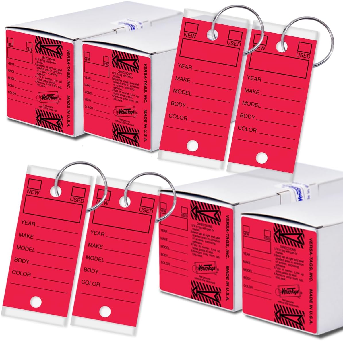 LLAVEROS VERSA-TAGS ROJOS AUTOPROTECTORES CON ANILLOS DIVIDIDOS 1000 UNIDADES - 1