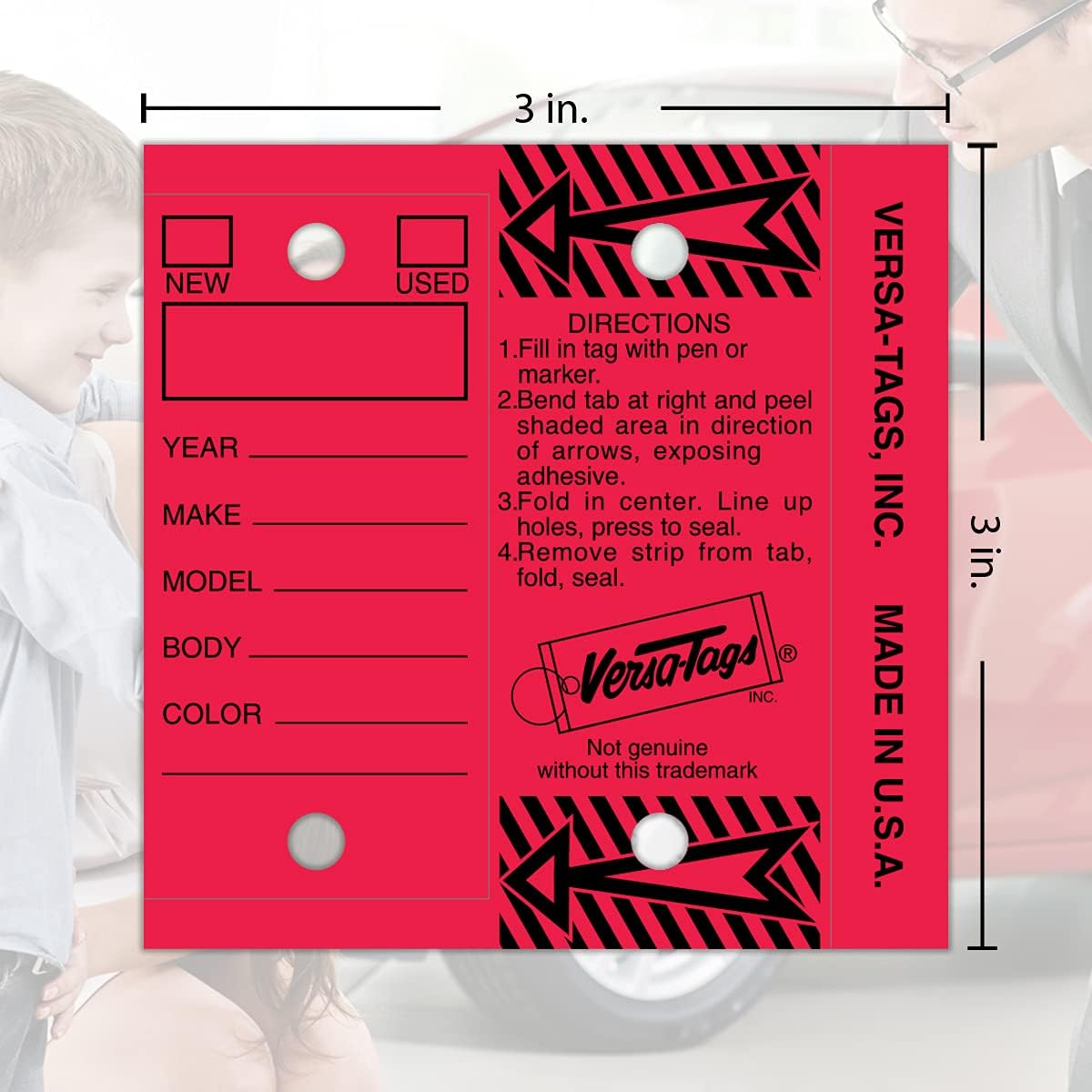 LLAVEROS VERSA-TAGS ROJOS AUTOPROTECTORES CON ANILLOS DIVIDIDOS 1000 UNIDADES - 2