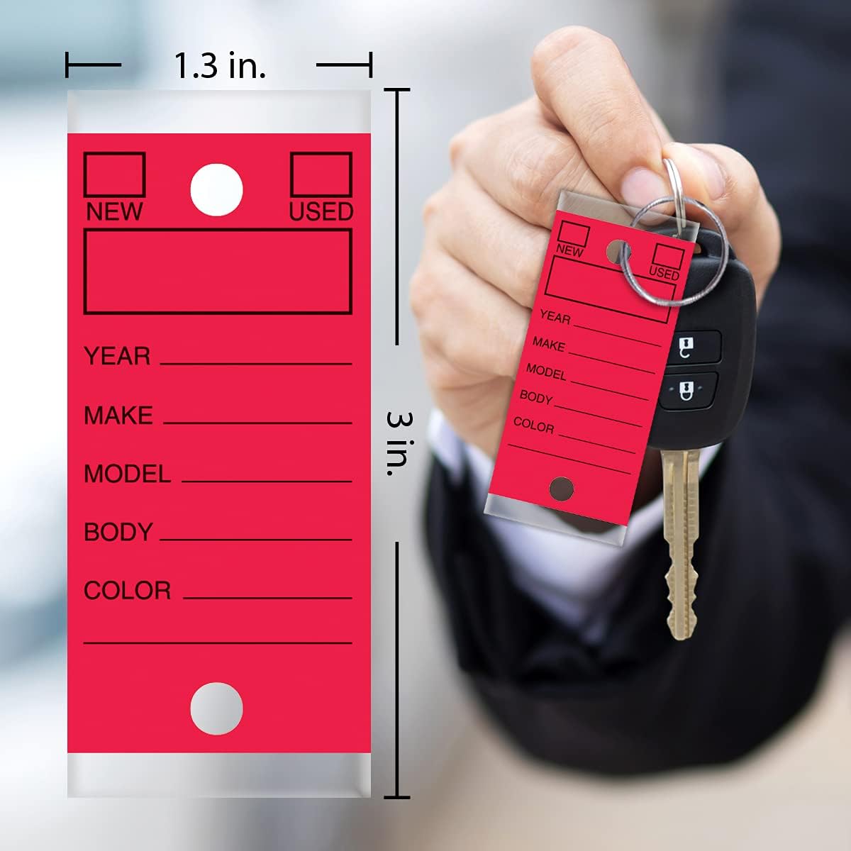 LLAVEROS VERSA-TAGS ROJOS AUTOPROTECTORES CON ANILLOS DIVIDIDOS 1000 UNIDADES - 4