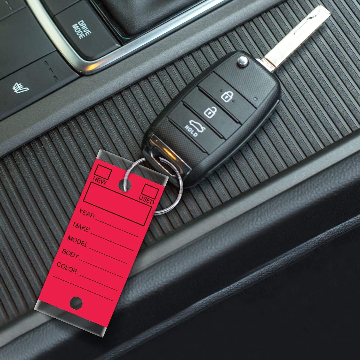 LLAVEROS VERSA-TAGS ROJOS AUTOPROTECTORES CON ANILLOS DIVIDIDOS 1000 UNIDADES - 5