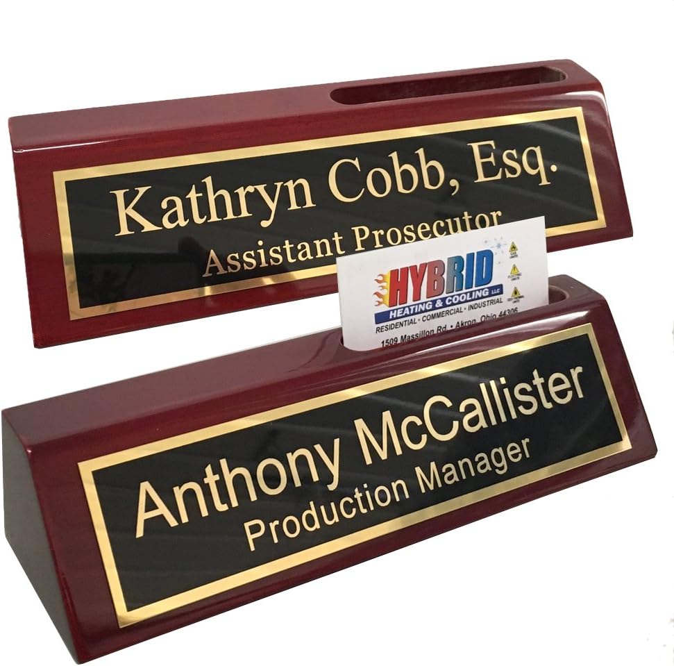 PLACA PARA ESCRITORIO GRIFFCO SUPPLY ROSEWOOD CON PORTA TARJETAS - 1