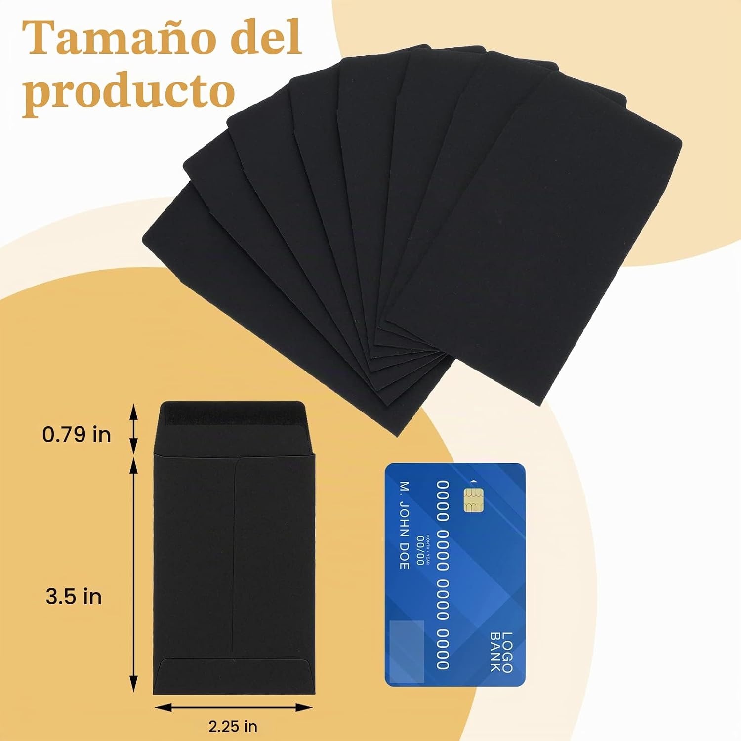 SOBRES PEQUEÑOS AUTOADHESIVOS GEYEE 500 UNIDADES 5.7X8.9 CM NEGRO - 2
