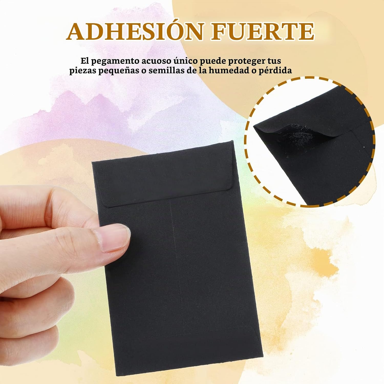 SOBRES PEQUEÑOS AUTOADHESIVOS GEYEE 500 UNIDADES 5.7X8.9 CM NEGRO - 3
