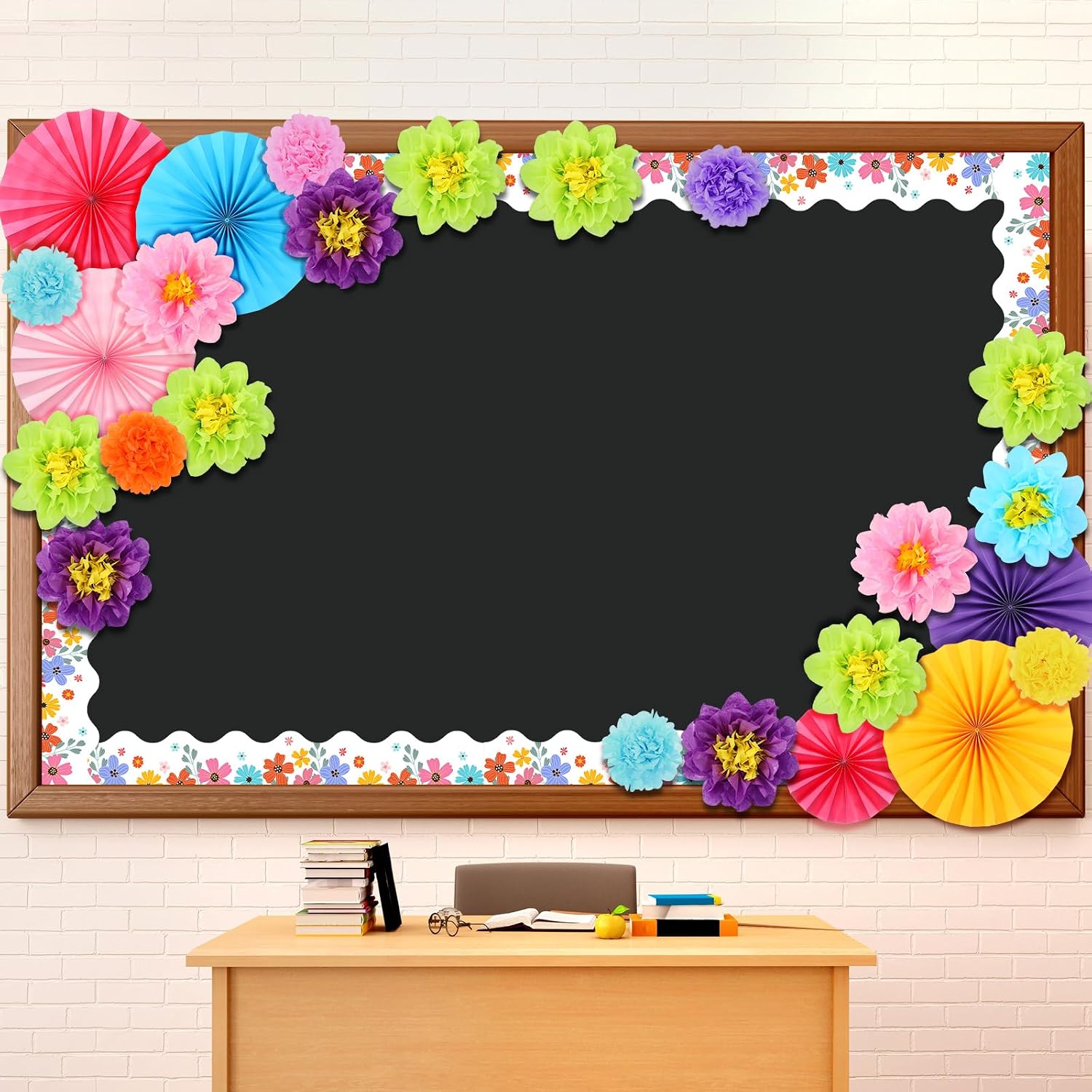 DECORACIONES PARA CARTEL FLORAL SUPERVITAE 43 PIEZAS BORDES DE FLORES DE PAPEL 3D - 1