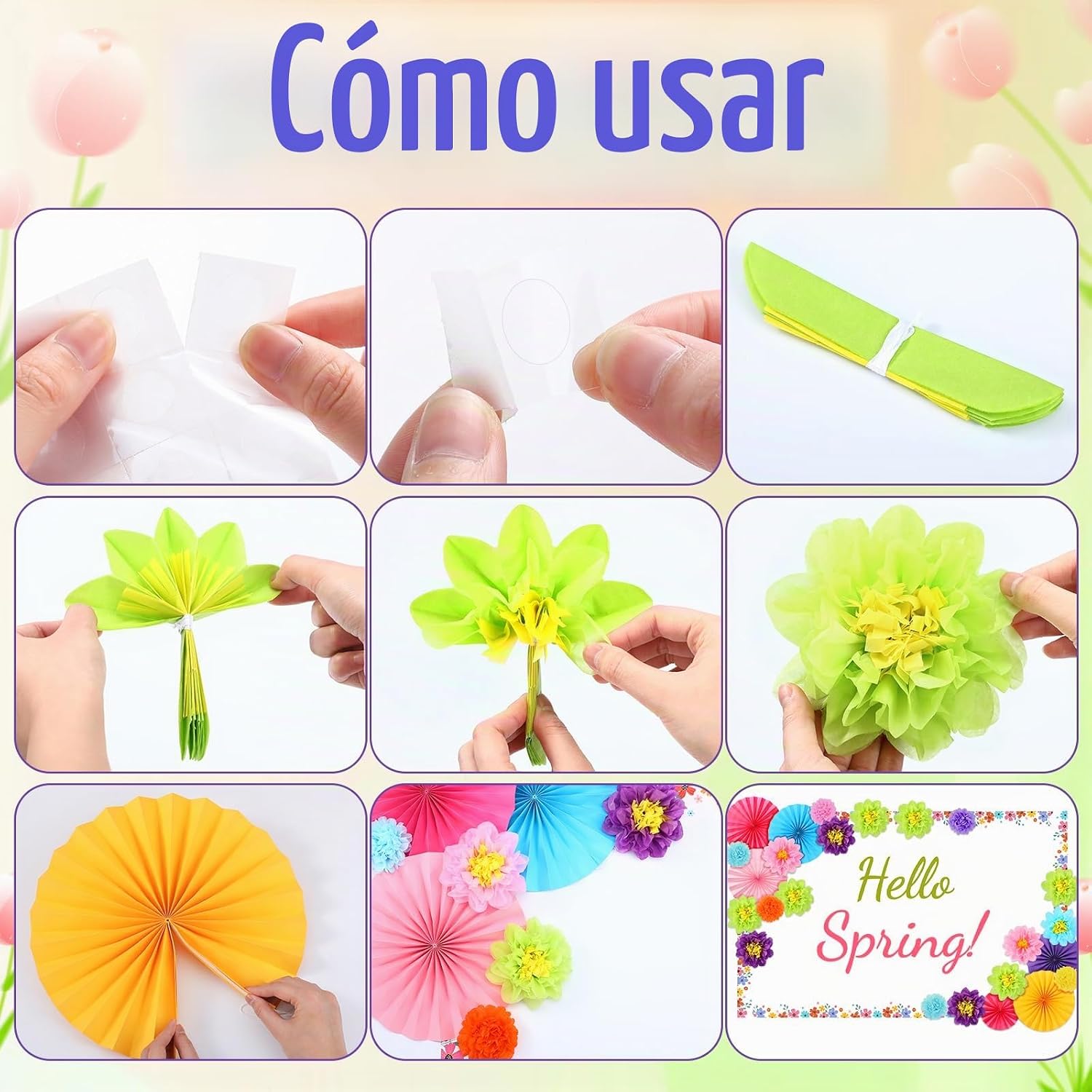 DECORACIONES PARA CARTEL FLORAL SUPERVITAE 43 PIEZAS BORDES DE FLORES DE PAPEL 3D - 3