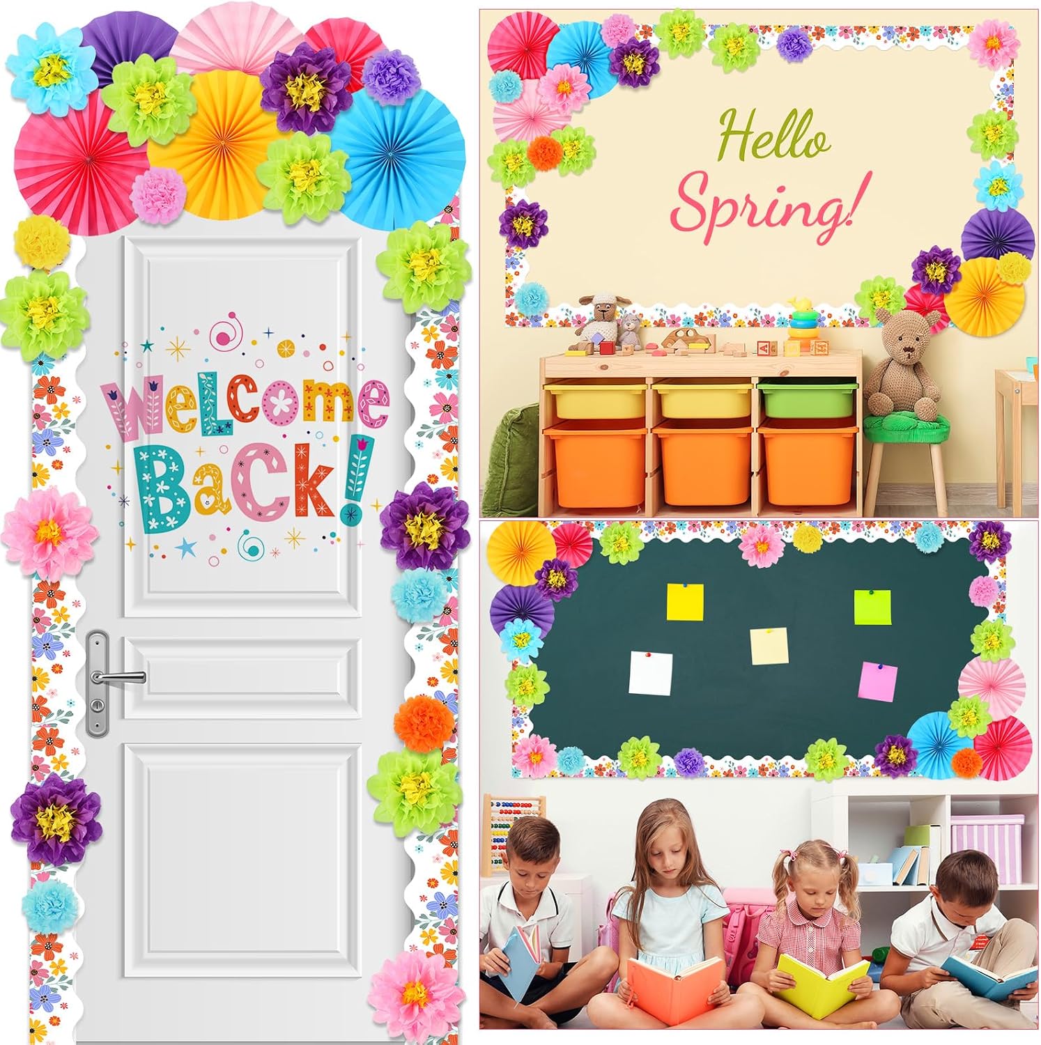DECORACIONES PARA CARTEL FLORAL SUPERVITAE 43 PIEZAS BORDES DE FLORES DE PAPEL 3D - 4