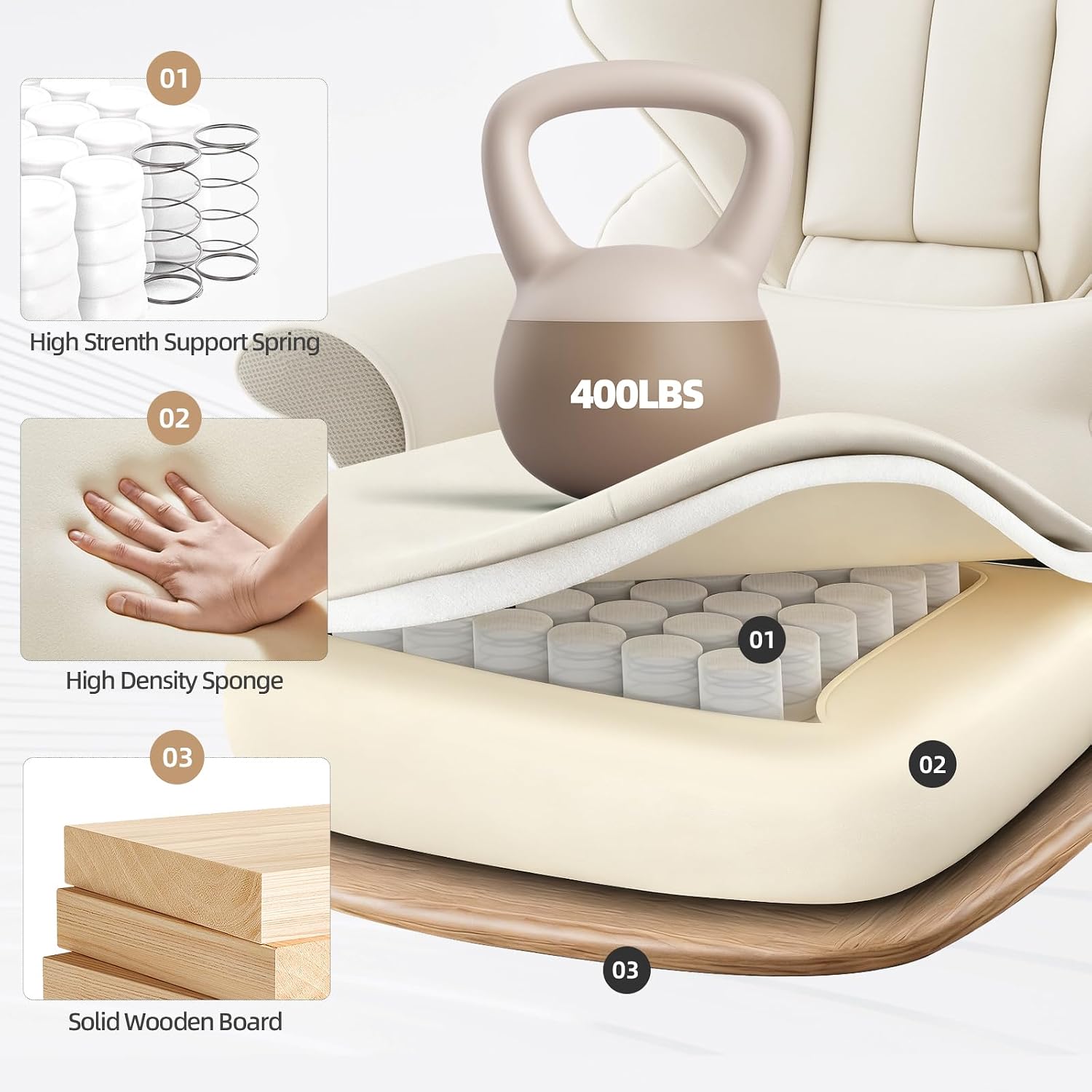 SILLA DE OFICINA EJECUTIVA CON MASAJE Y CALEFACCIÓN MVPIPI BEIGE - 4