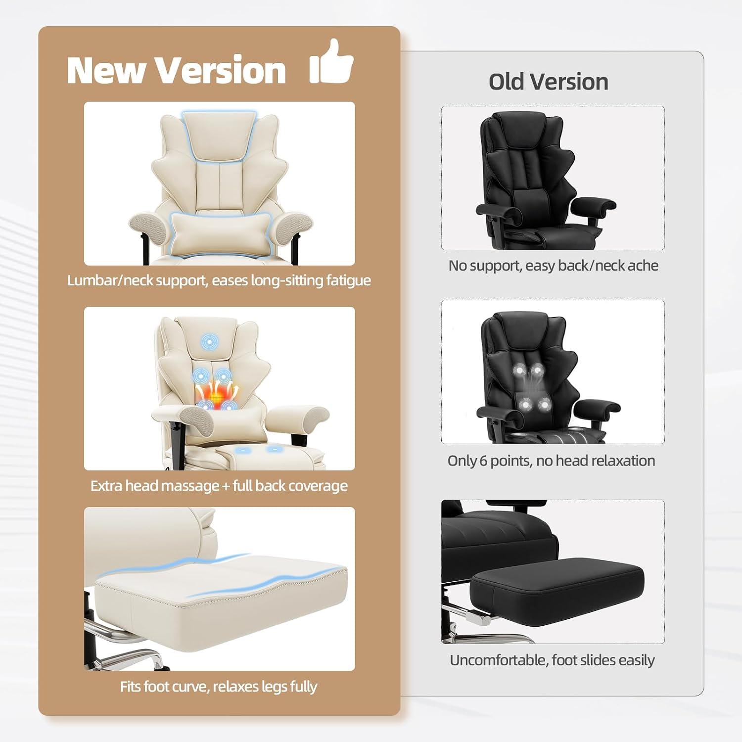 SILLA DE OFICINA EJECUTIVA CON MASAJE Y CALEFACCIÓN MVPIPI BEIGE - 5