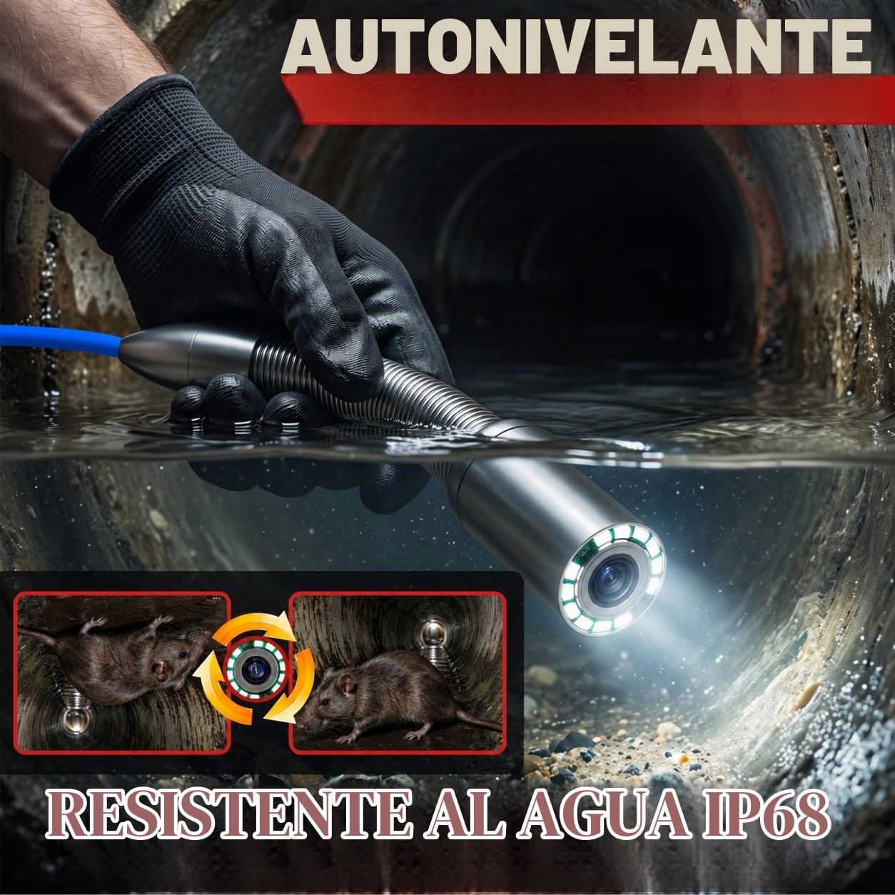 CÁMARA PARA DRENAJES SUMKEA 165FT/50M CABLE 7MM AUTO-NIVELANTE - 2