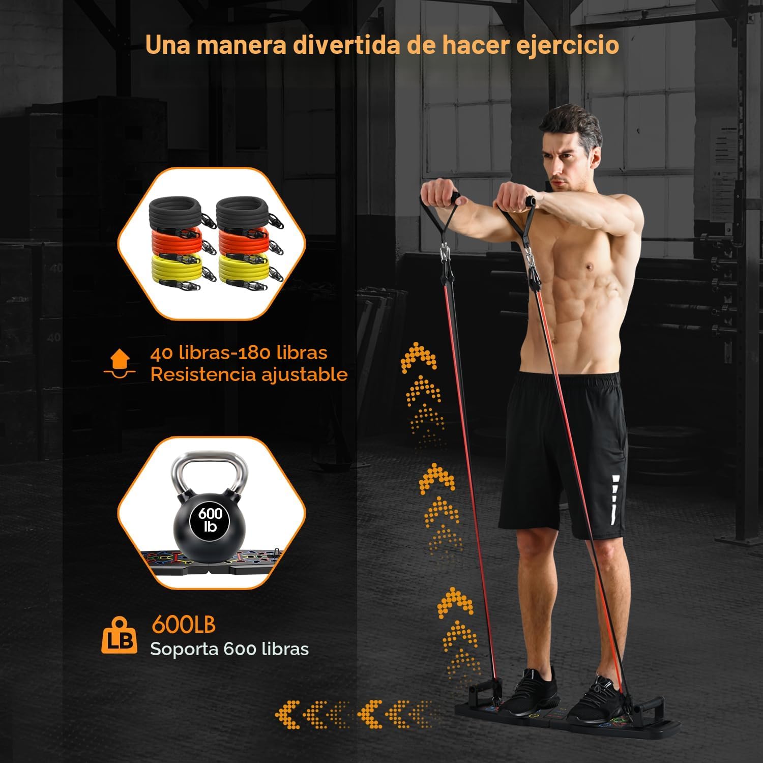 MINIGIMNASIO MQRW PUSH UP BOARD CON ACCESORIOS Y BANDAS DE RESISTENCIA - 3