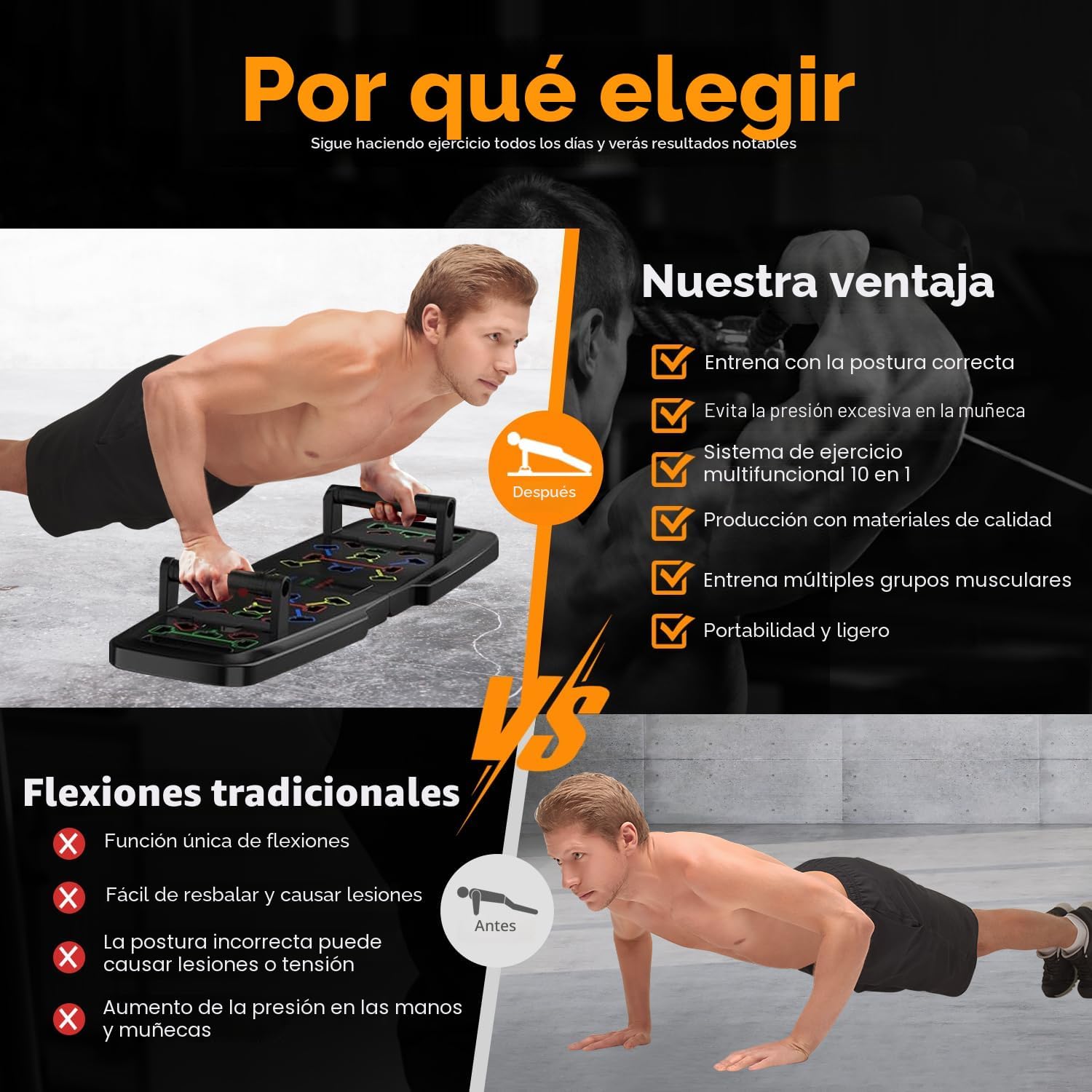 MINIGIMNASIO MQRW PUSH UP BOARD CON ACCESORIOS Y BANDAS DE RESISTENCIA - 5