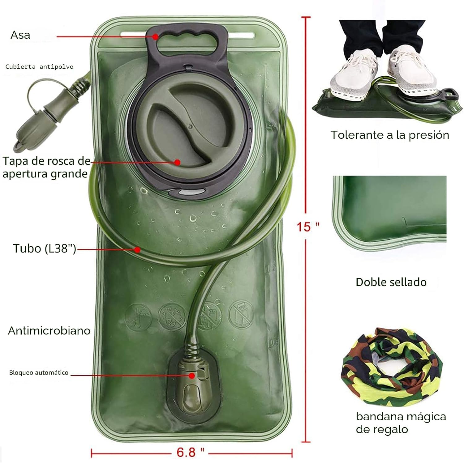 CANTIMPLORA CHERAINTI HYDRATION BLADDER 2L VERDE MILITAR - 2