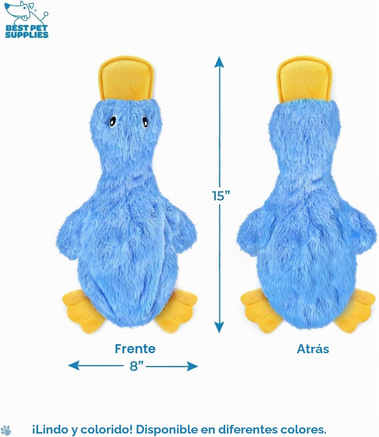 JUGUETE INTERACTIVO PARA PERRO BEST PET SUPPLIES CRINKLE DUCK AMARILLO - 5