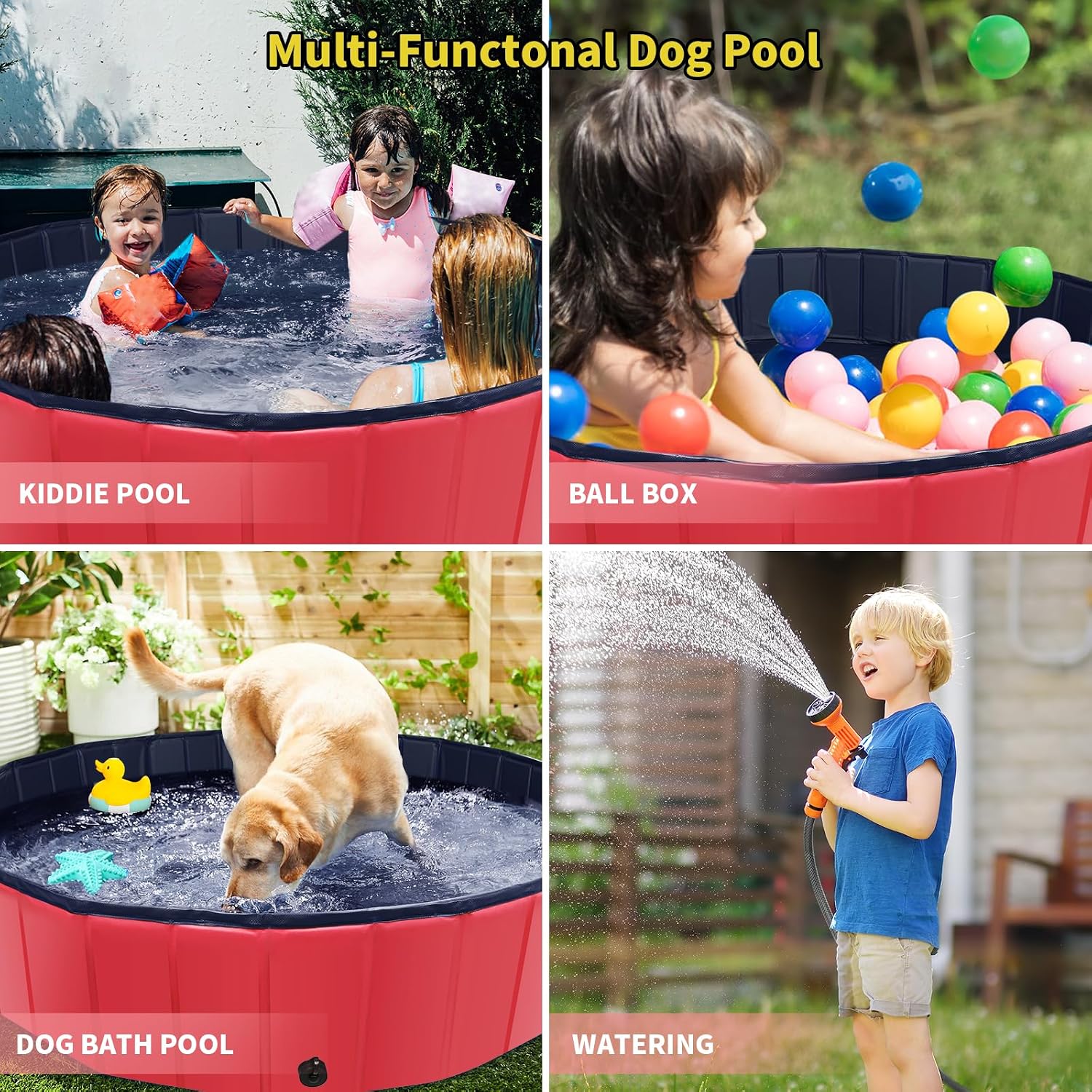 PISCINA PLEGABLE PARA PERROS CACSPS 81X20 CM ROJA - 3
