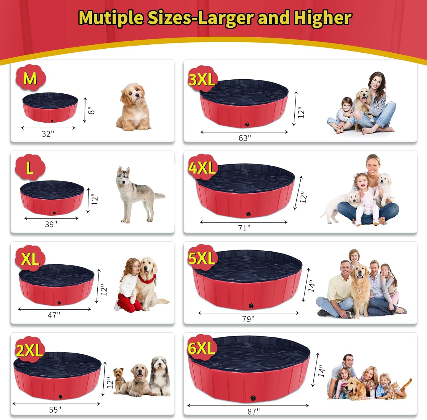 PISCINA PLEGABLE PARA PERROS CACSPS 81X20 CM ROJA - 4
