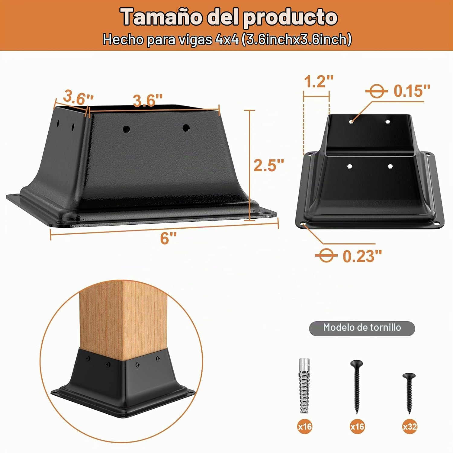 BASE PARA POSTE FMHOTU 4X4 4 PIEZAS - 2