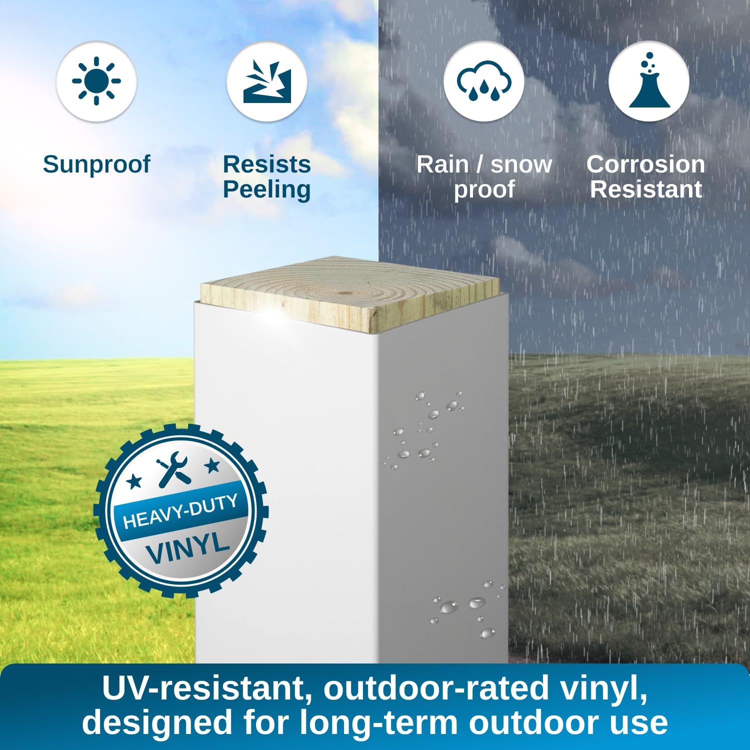 CUBRE POSTE WEATHERABLES 4X4 VINILO BLANCO 45 PULGADAS - 3