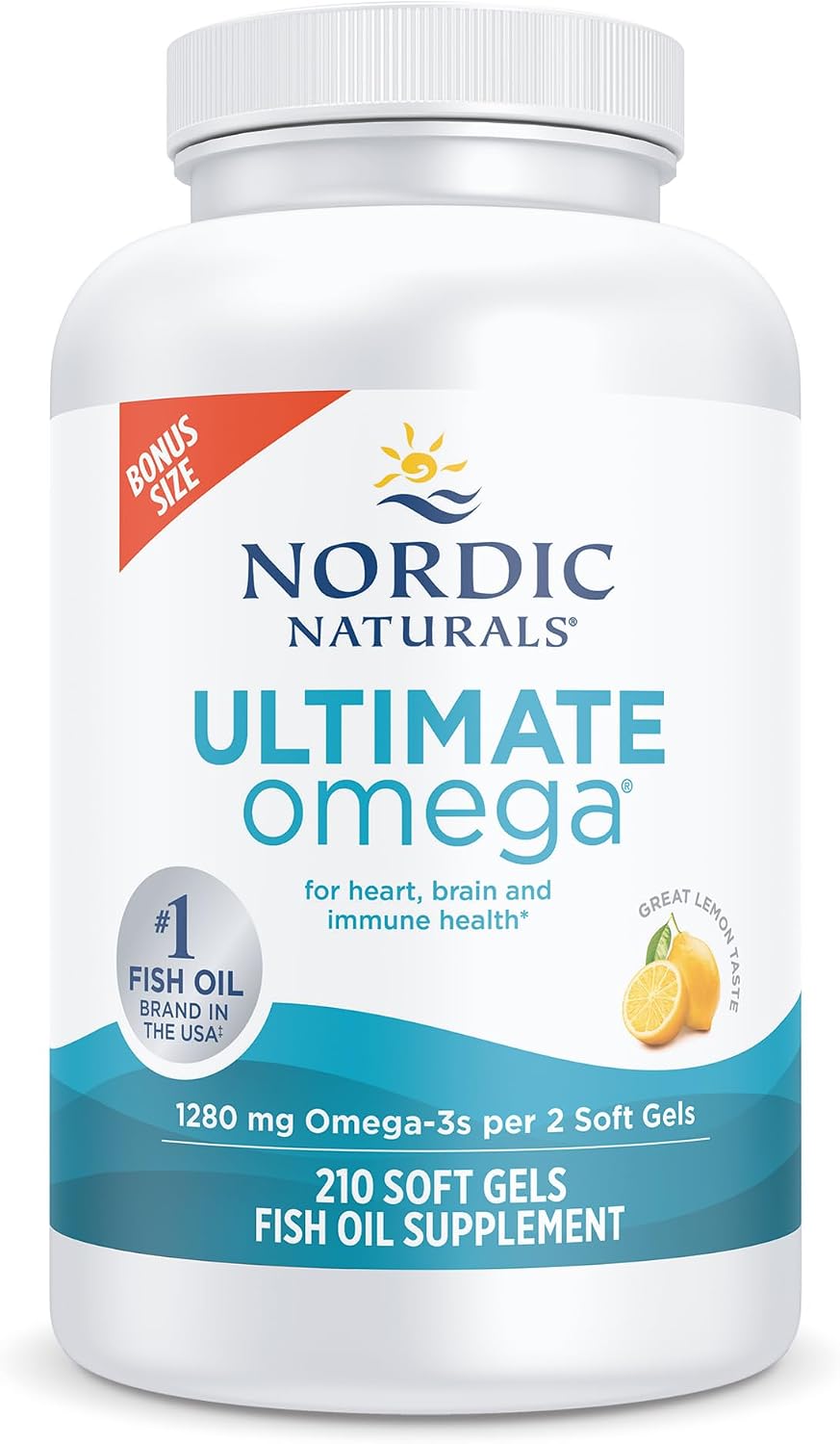 VITAMINA NORDIC NATURALS ULTIMATE OMEGA 1280MG OMEGA-3 FISH OIL LIMÓN 210 CÁPSULAS - 1