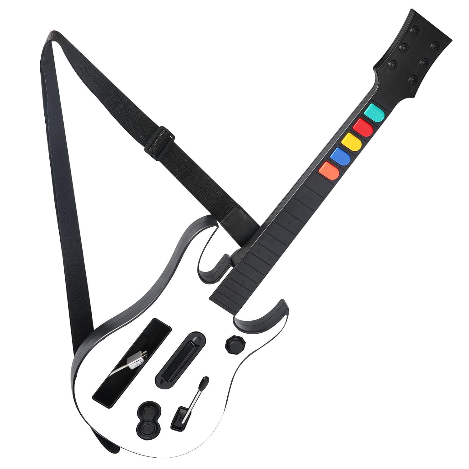 GUITARRA PARA WII KYAYUGM COMPATIBLE CON GUITAR HERO Y ROCK BAND 2 Y 3 BLANCO - 1